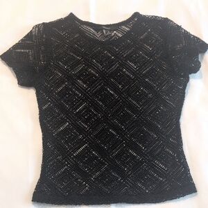 Forever 21 Black Short Sleeve Sheer Top